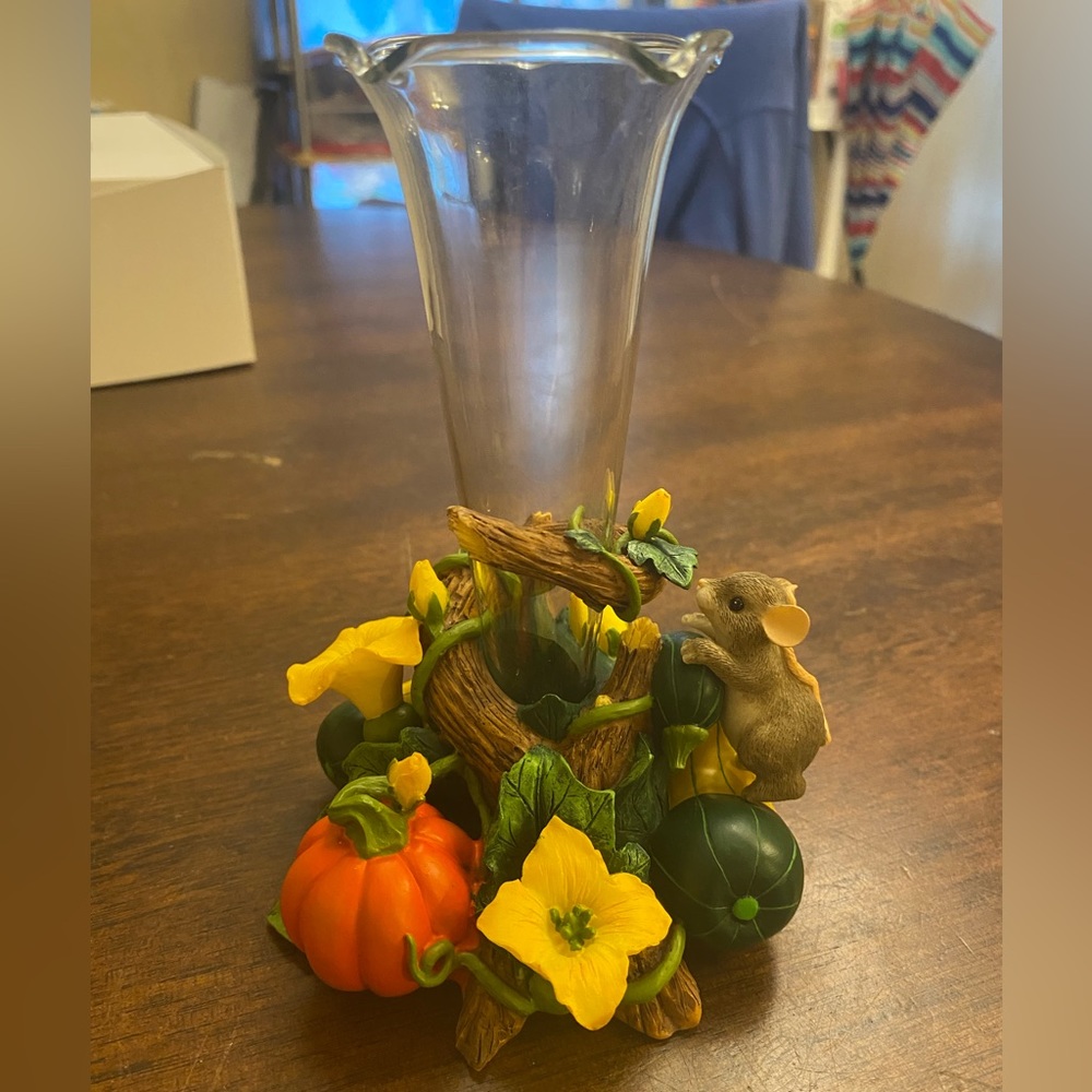 Charming Tails Pumpkin Harvest Bud Vase